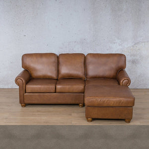 Salisbury Leather Sofa Chaise Sectional - RHF Leather Sectional Leather Gallery Flux Grey 