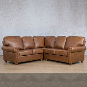 Salisbury Leather L-Sectional - 5 Seater Leather Sectional Leather Gallery Flux Grey 
