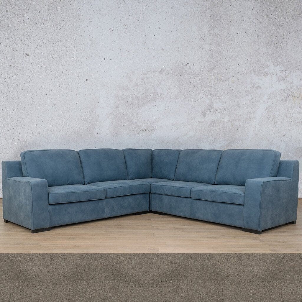 Rome Leather L-Sectional 5 Seater Leather Sectional Leather Gallery Flux Grey 