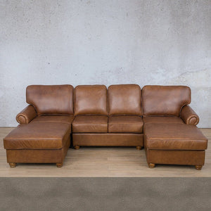 Salisbury Leather Sofa U-Chaise Sectional Leather Sectional Leather Gallery Flux Grey 