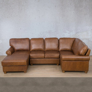 Salisbury Leather U-Sofa Chaise Sectional - LHF Leather Sectional Leather Gallery Flux Grey 