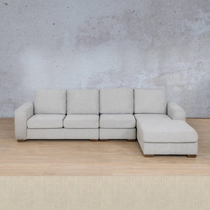 Stanford Fabric Modular Sofa Chaise - RHF Fabric Sectional Leather Gallery Frost Cream 