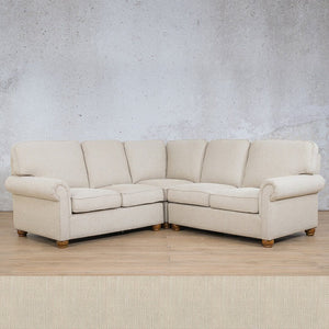 Salisbury Fabric L-Sectional 5 Seater Fabric Sectional Leather Gallery Frost Cream 