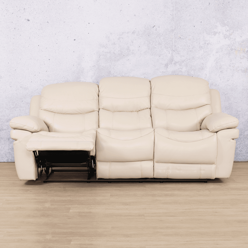 Cream leather 3 seater best sale recliner sofa