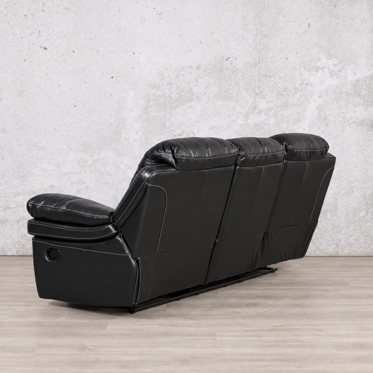 Geneva 3 Seater  Leather Recliner Suite - Leather Recliner | Black
