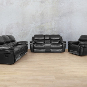 Geneva 3+2+1 Home Theatre Suite - Available on Special Order Plan Only Leather Recliner Leather Gallery Black 