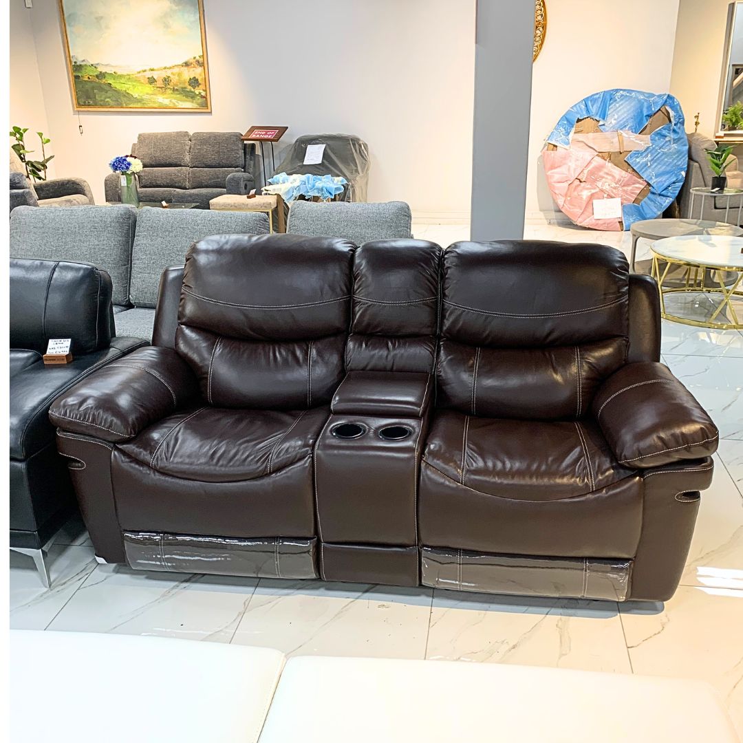 Geneva 2 Seater Home Theatre Leather Recliner - Warehouse Clearance