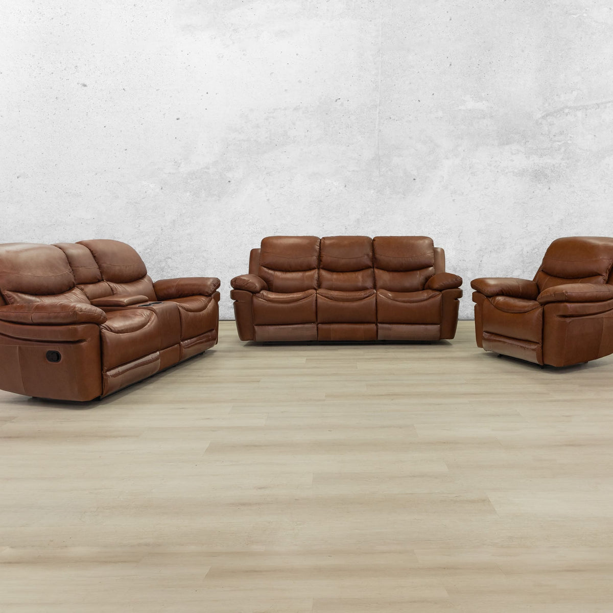 Geneva 3+2+1 Leather Recliner Suite - Leather Recliner | Imperial Royal Walnut