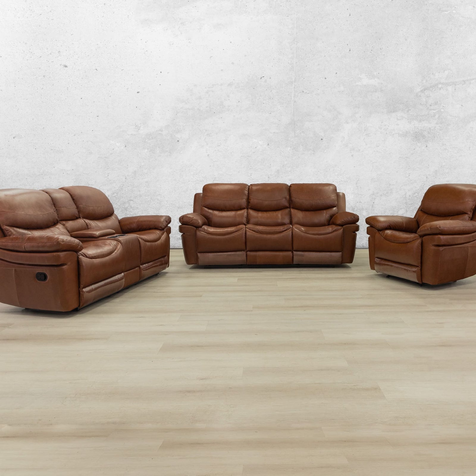 Geneva 3+2+1 Leather Recliner Suite - Leather Recliner | Imperial Royal Walnut