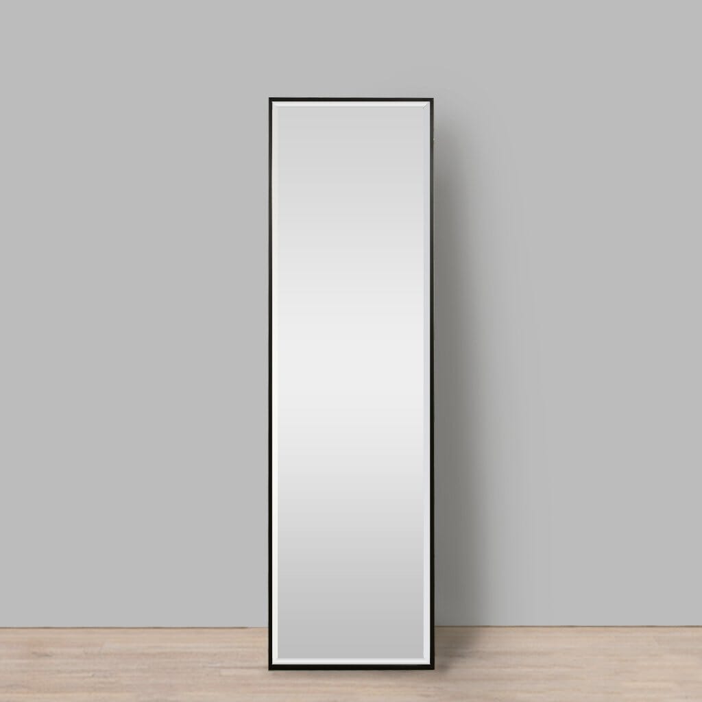 Nova Black Natural Wood Rectangle Mirror - 444 x 1561mm Mirror Leather Gallery Black 444 x 1561 mm 