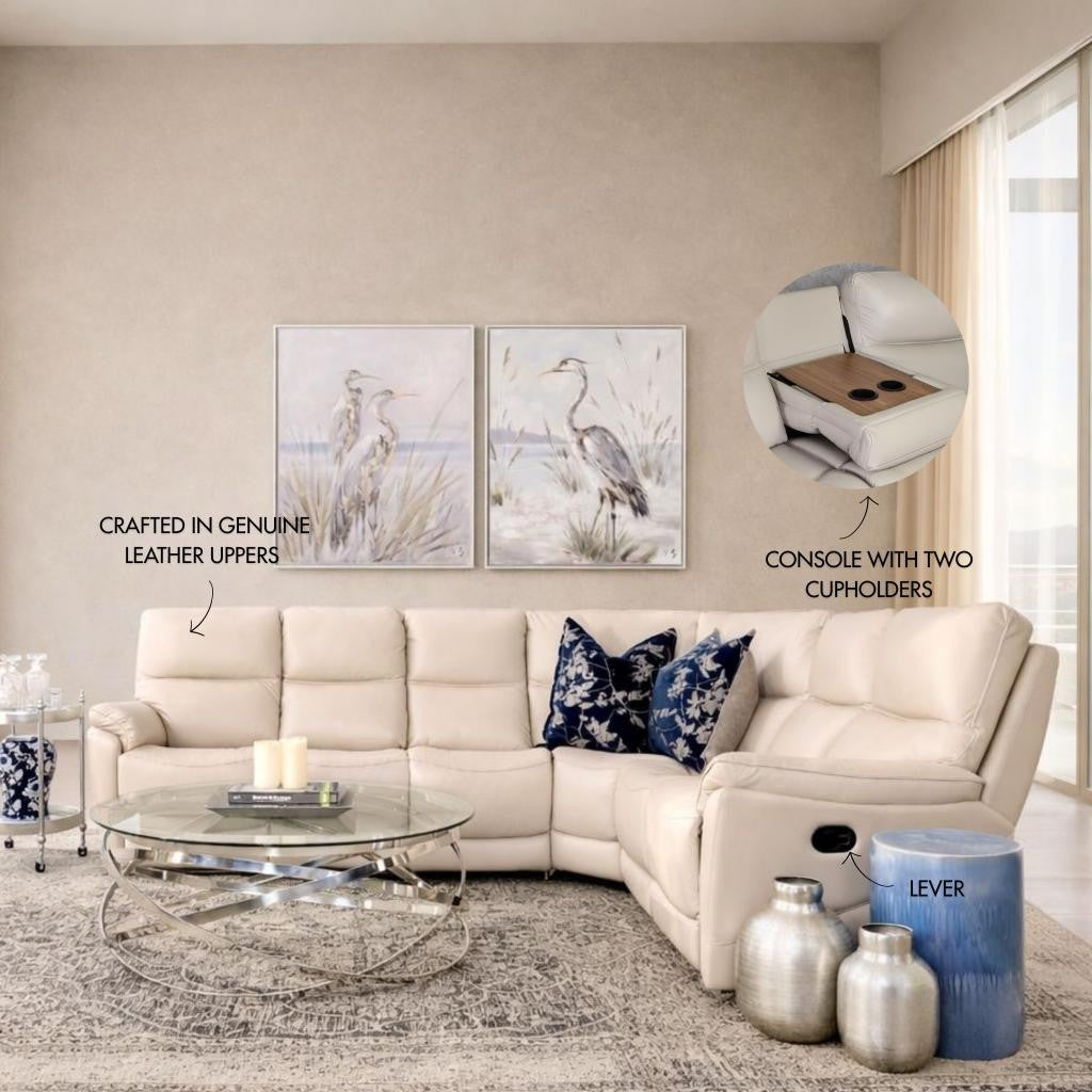 Hilton Leather Corner Sofa - Leather Sectional Beige