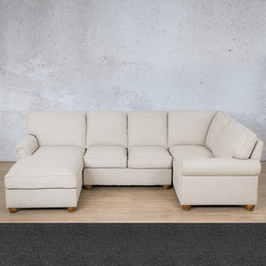 Salisbury Fabric U-Sofa Chaise Sectional - LHF Fabric Corner Suite Leather Gallery Harbour Grey 