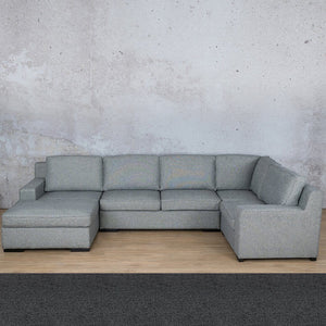 Rome Fabric U-Sofa Chaise Sectional- LHF Fabric Corner Suite Leather Gallery Harbour Grey 