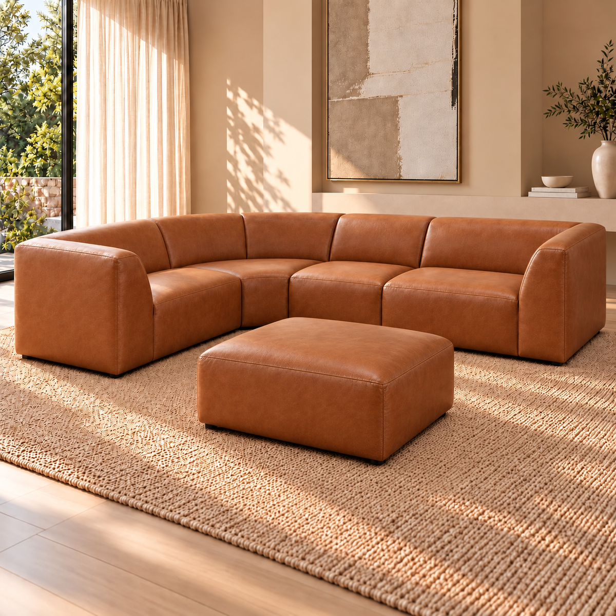 Cove Leather L Sectional 5 Seater Couch