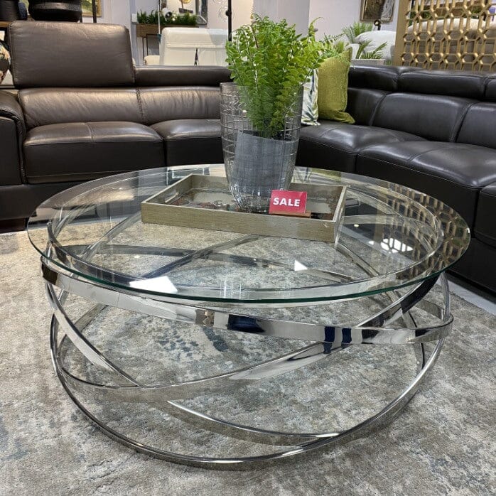 Crystal Glass Coffee Table in Silver - Warehouse Clearance Coffee Table Leather Gallery 