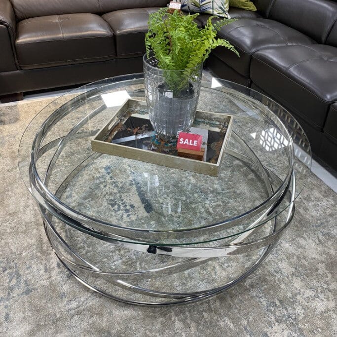 Crystal Glass Coffee Table in Silver - Warehouse Clearance Coffee Table Leather Gallery 