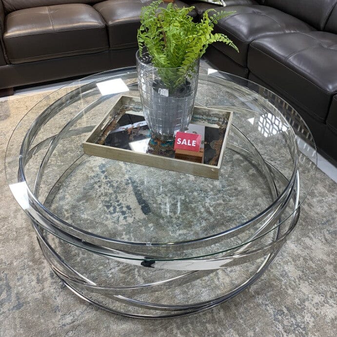 Crystal Glass Coffee Table in Silver - Warehouse Clearance Coffee Table Leather Gallery 