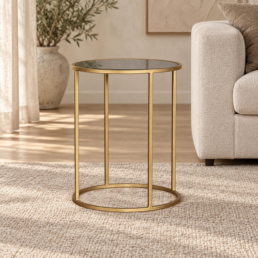 Jasper Side Table - Gold Base Blue Marble Top Look