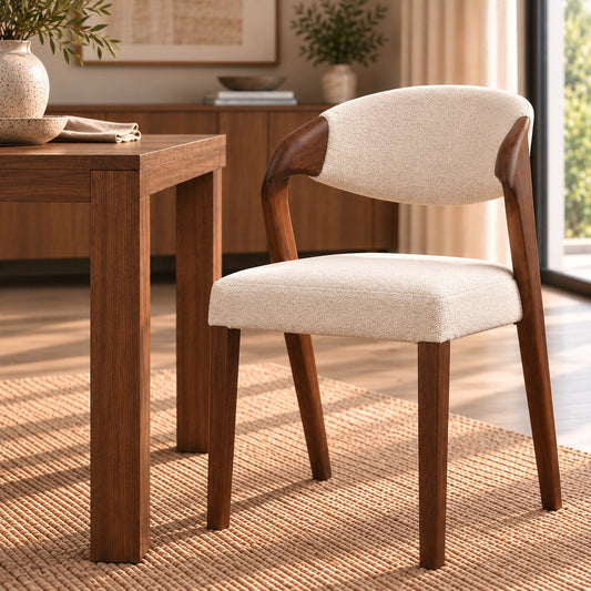 Keanu Fabric Walnut Dining Chair | Dining Chairs, wooden dining chairs, dining chairs white, cream dining chairs 