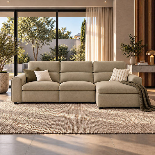 Kiera 3-Seater Fabric Power Recliner L-Shape Couch – Right-Hand Facing