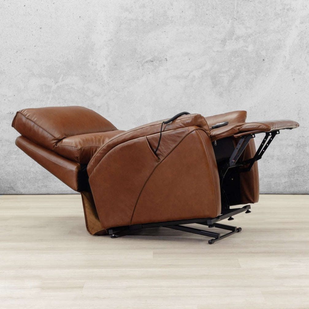 Kolbe Electric 1 Seater Leather Recliner Chair - Leather Recliner Imperial Royal Walnut