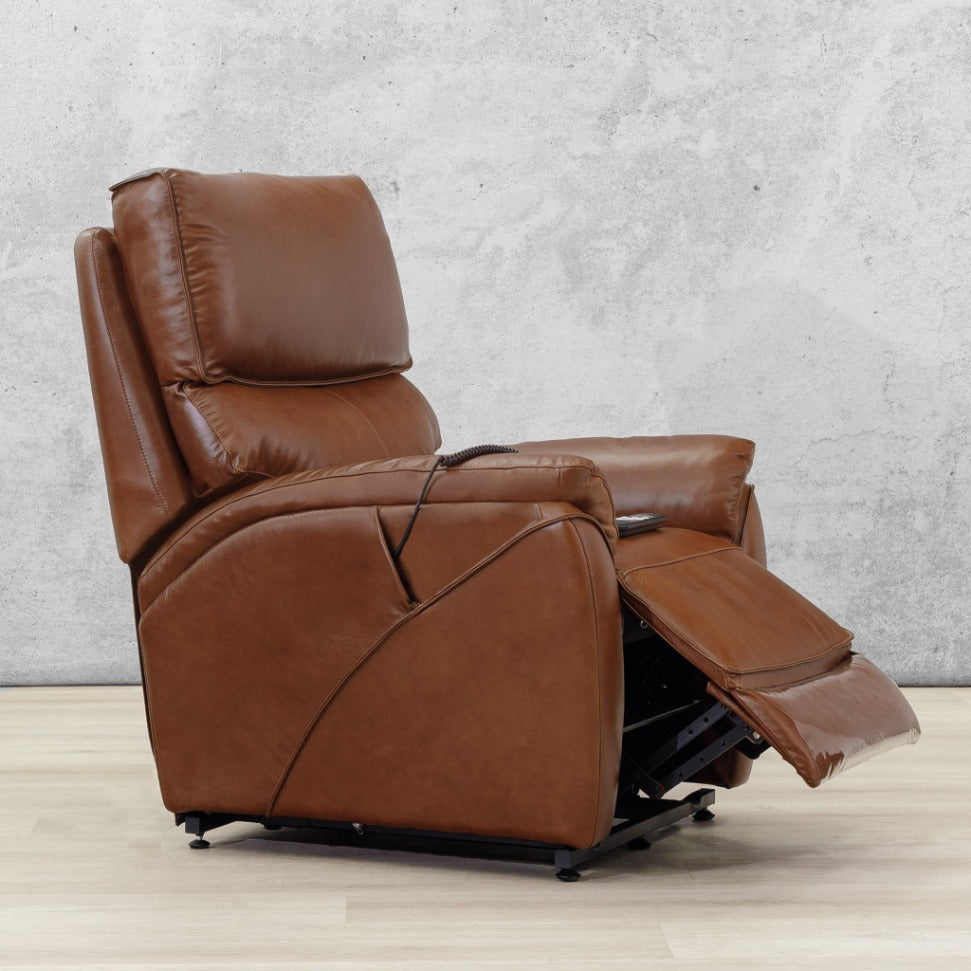 Kolbe Electric 1 Seater Leather Recliner Chair - Leather Recliner Imperial Royal Walnut
