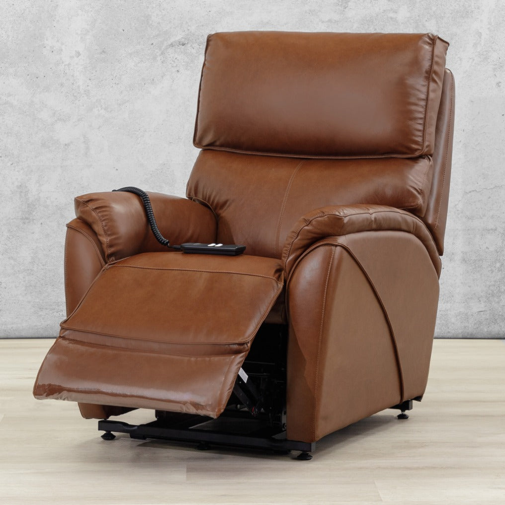 Kolbe Electric 1 Seater Leather Recliner Chair - Leather Recliner Imperial Royal Walnut