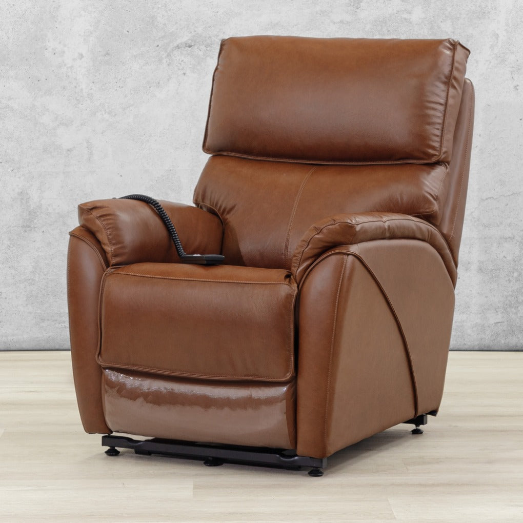 Kolbe Electric 1 Seater Leather Recliner Chair - Leather Recliner Imperial Royal Walnut