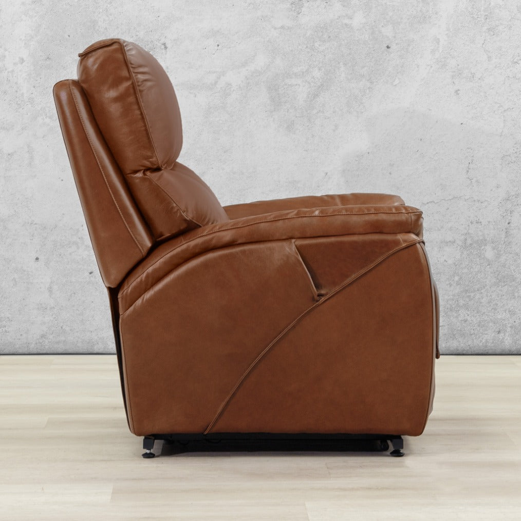 Kolbe Electric 1 Seater Leather Recliner Chair - Leather Recliner Imperial Royal Walnut