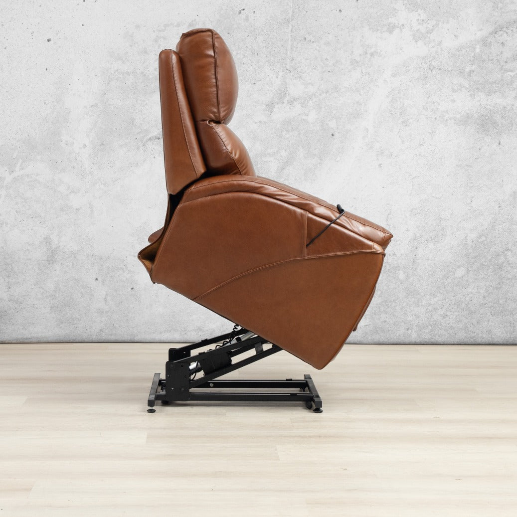 Kolbe Electric 1 Seater Leather Recliner Chair - Leather Recliner Imperial Royal Walnut