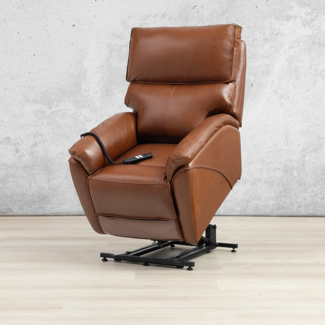 Kolbe Electric 1 Seater Leather Recliner Chair - Leather Recliner Imperial Royal Walnut
