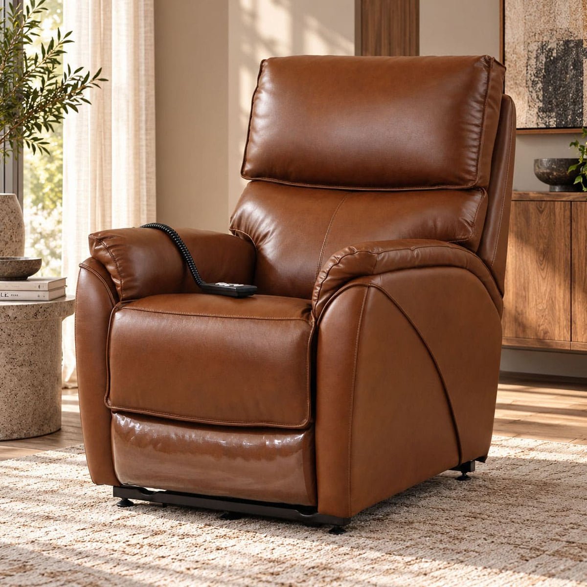 Kolbe Electric Seater Leather Recliner Chair Imperial Royal Walnut | Leather Gallery