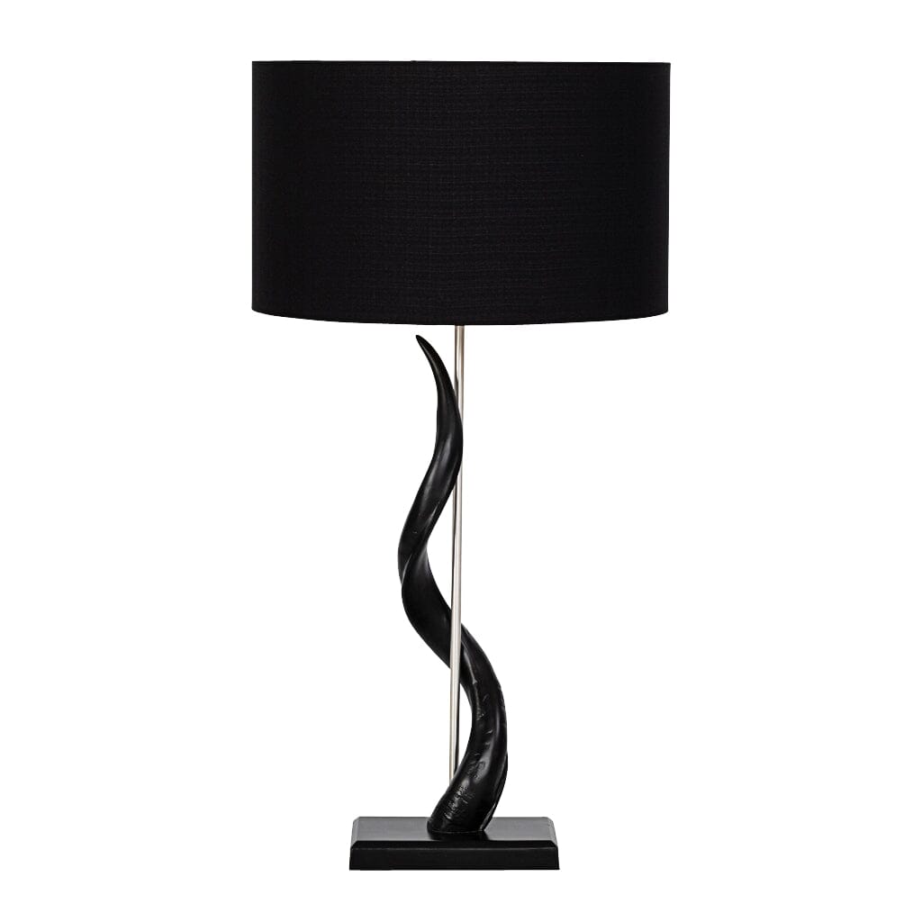 Single Kudu Horn Lamp + Black Shade Lamp Leather Gallery 