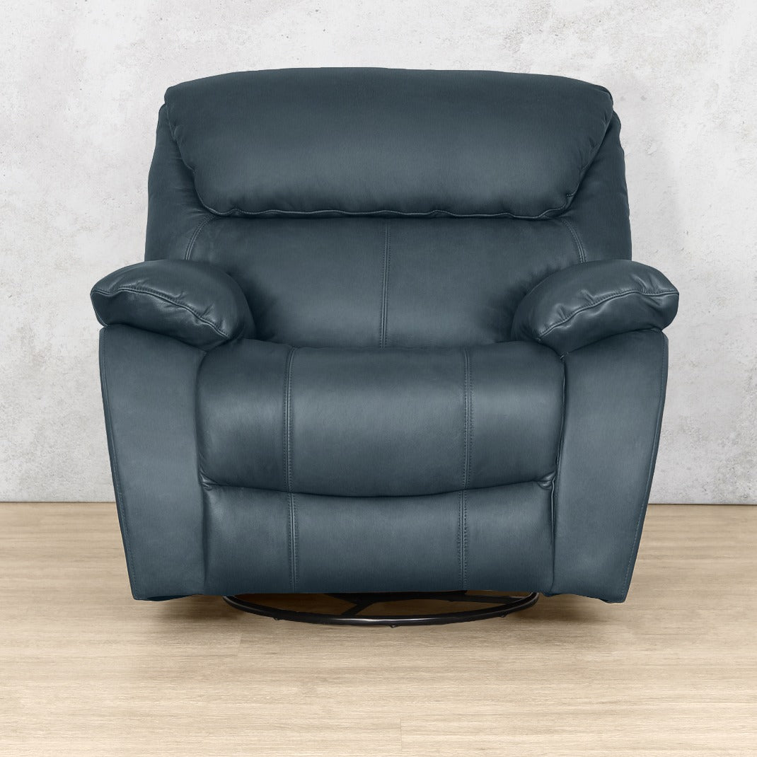 Kuta 1 Seater Leather Rocker Recliner Chair - Rocker / Flux Blue - Leather Recliner