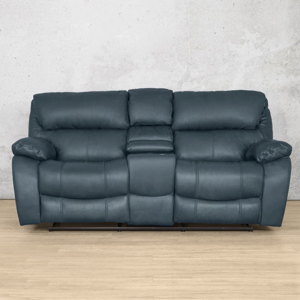 Kuta 2 Seater Home Theatre Leather Recliner - Flux Blue - Leather Recliner