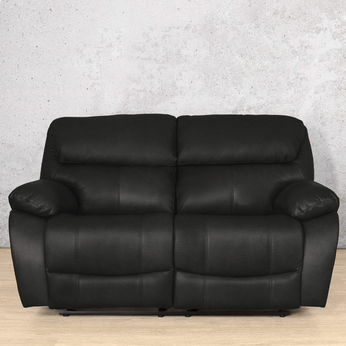 Kuta 2 Seater Leather Recliner - Luxe Black | Leather Gallery 