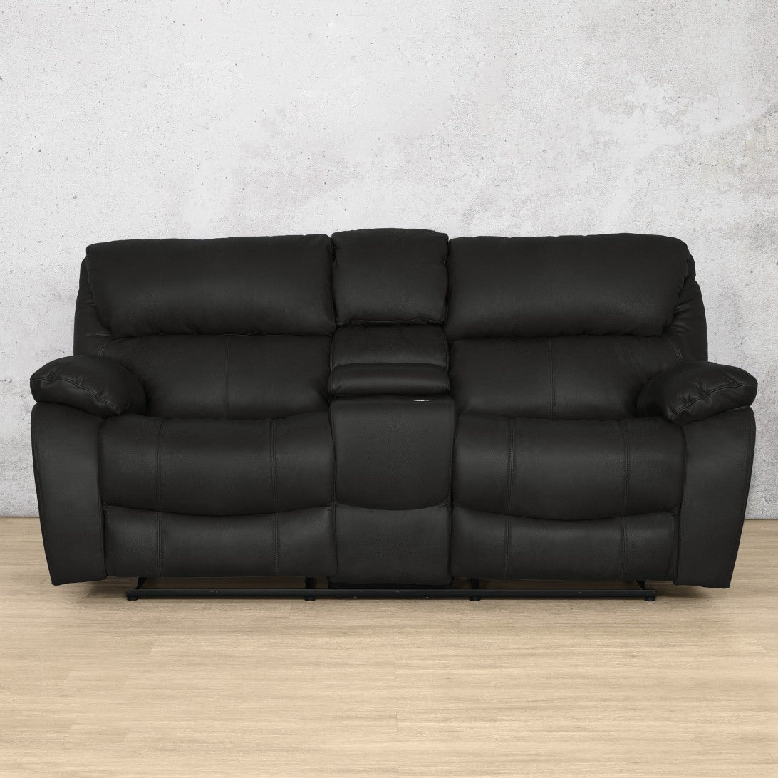 Kuta 2 Seater Home Theatre Leather Recliner - Luxe Black| Leather Gallery 