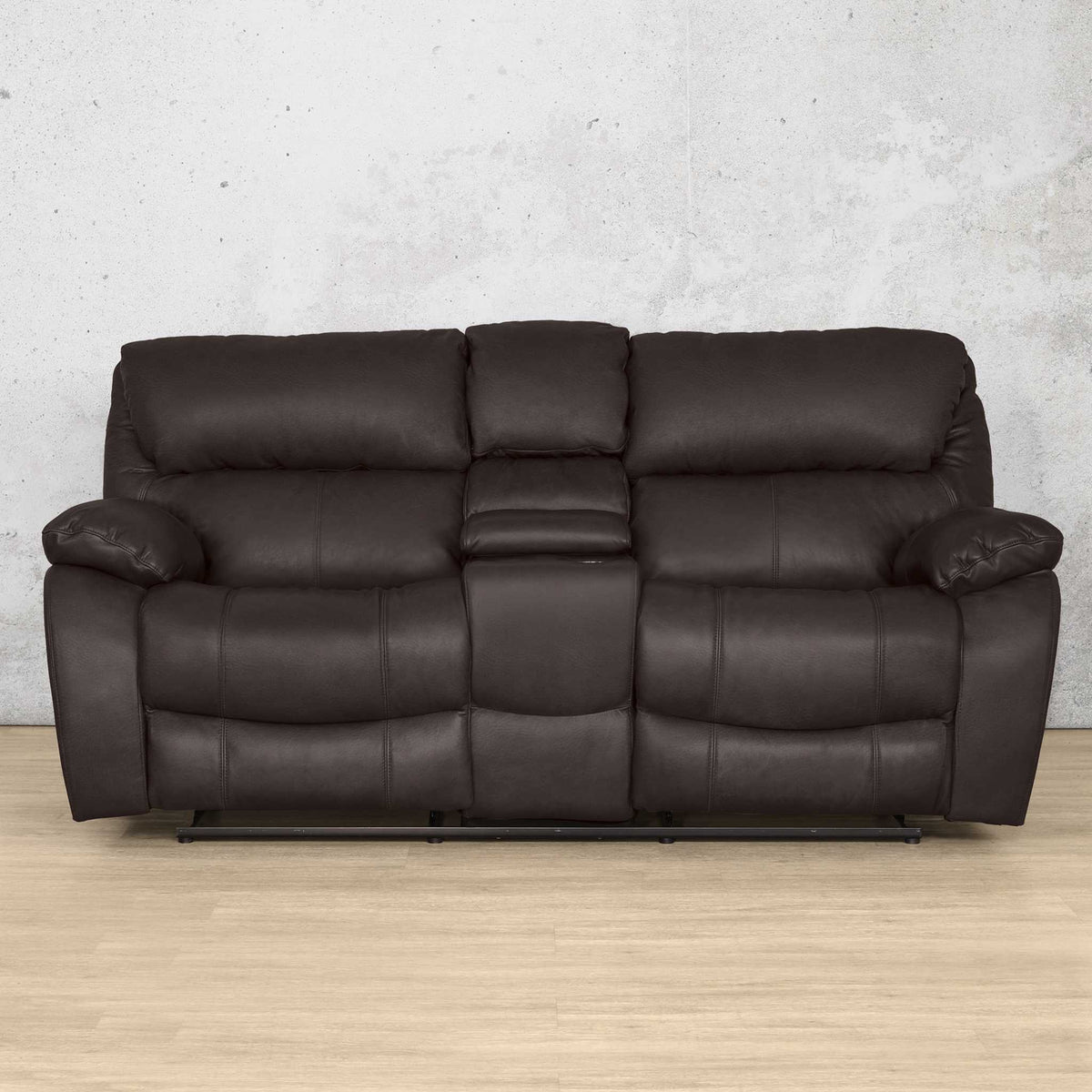 Kuta 2 Seater Home Theatre Leather Recliner - Luxe Walnut | Leather Gallery 