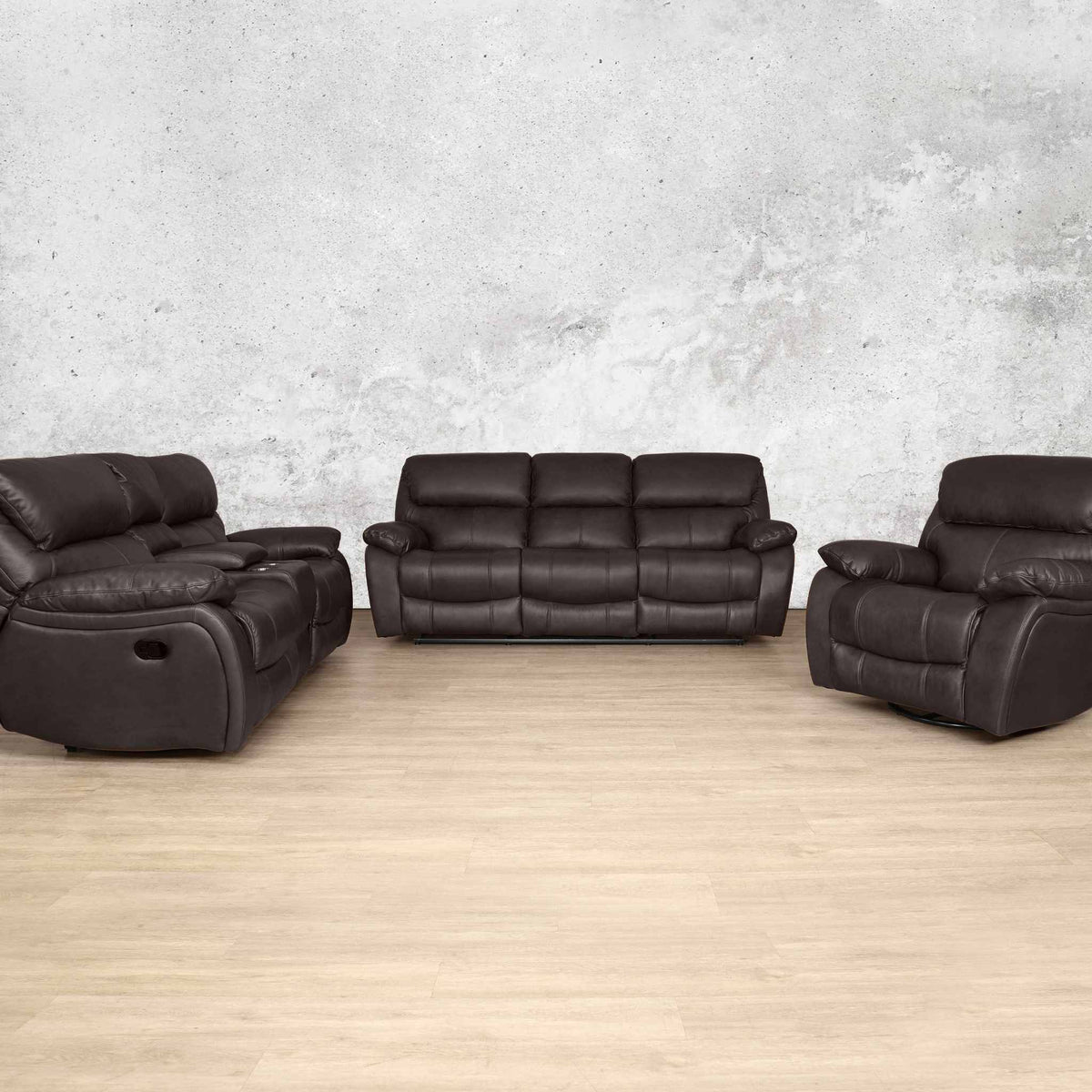 Kuta 3 + 2 + 1 Leather Recliner Home Theatre Suite (Rocker) - Leather Recliner