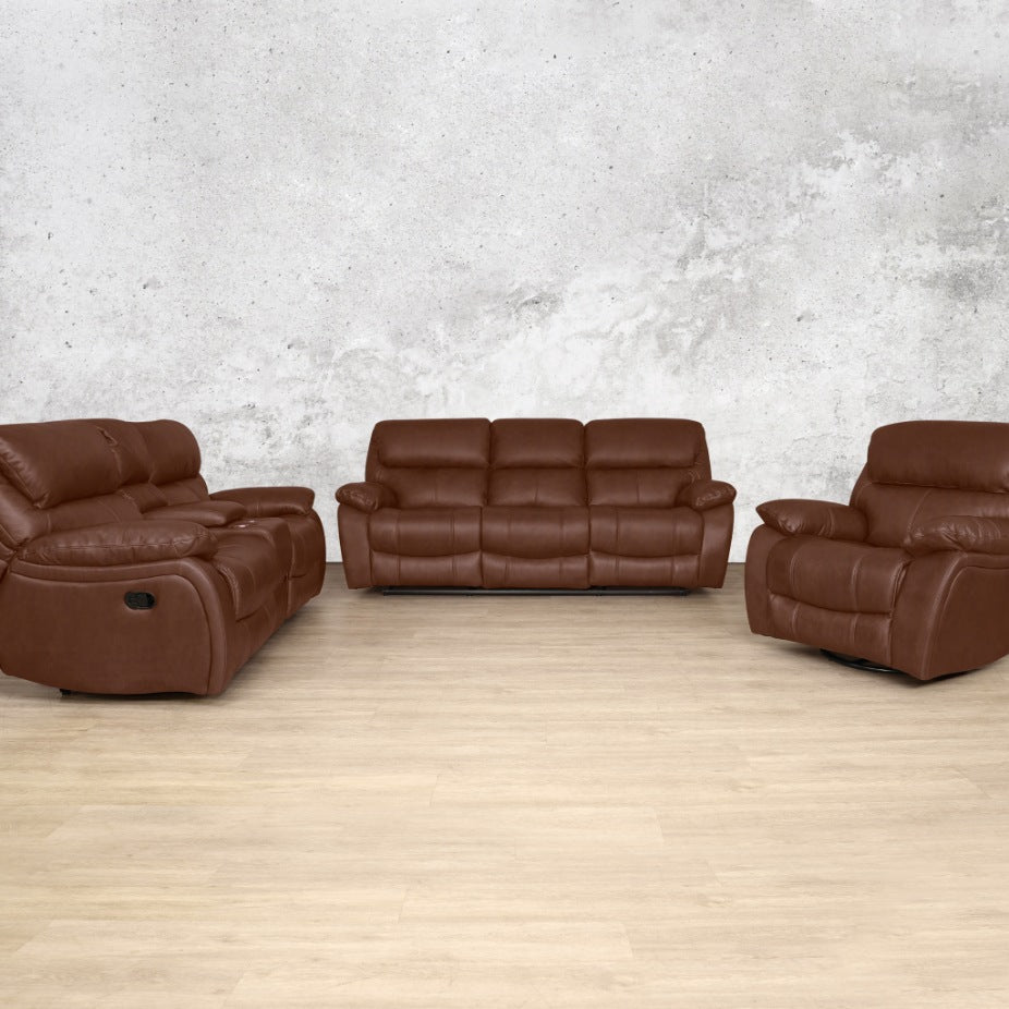 Kuta 3 + 2 + 1 Leather Recliner Home Theatre Suite - Royal Saddle - Leather Recliner royal saddle