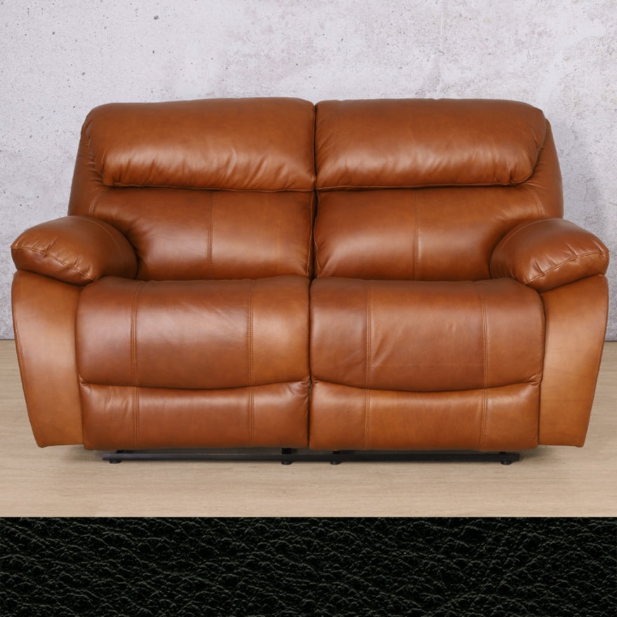 Kuta 2 Seater Leather Recliner - Leather Recliner- Czar Black