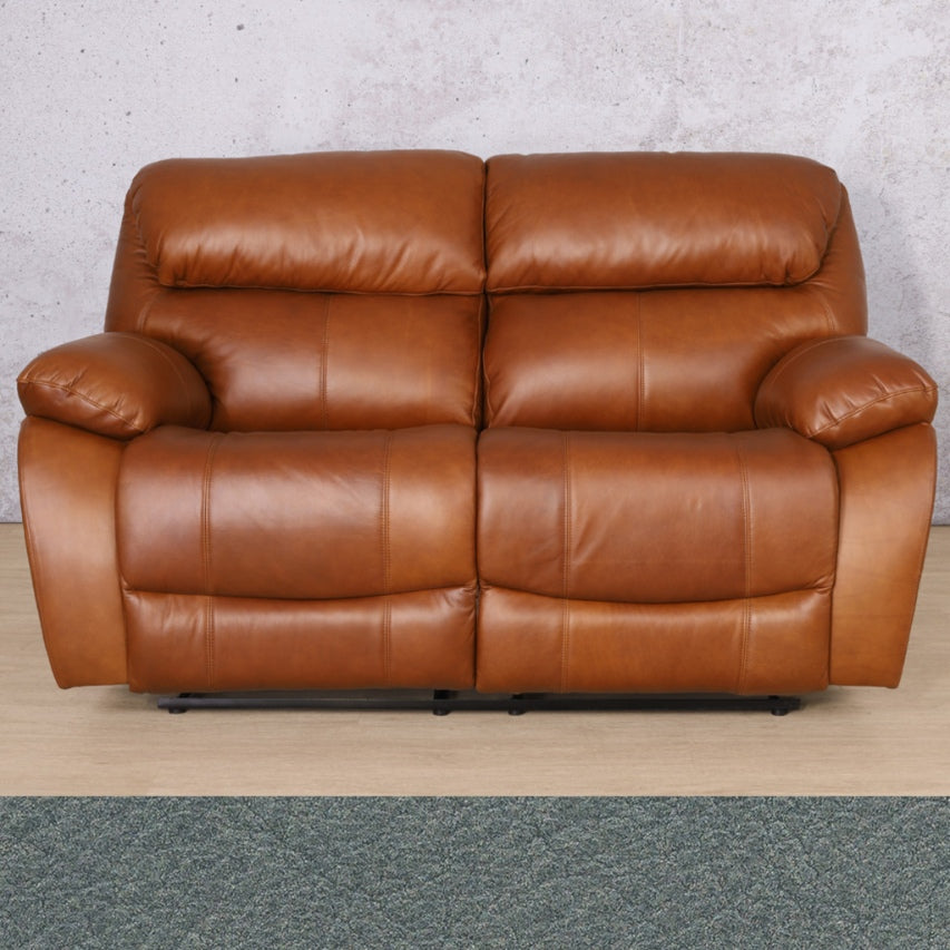 Kuta 2 Seater Leather Recliner - Leather Recliner- Flux Blue