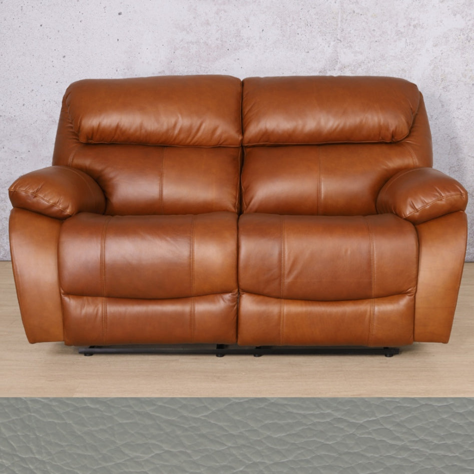 Kuta 2 Seater Leather Recliner Luxe Grey