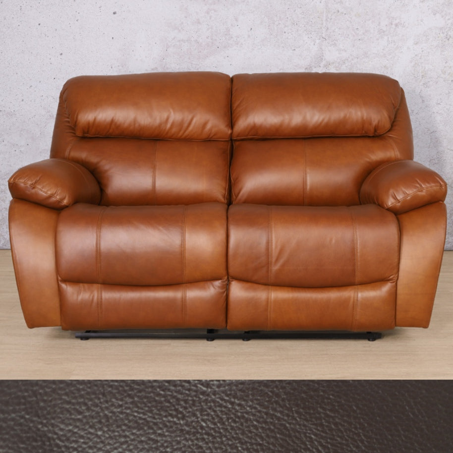 Kuta 2 Seater Leather Recliner Luxe Walnut