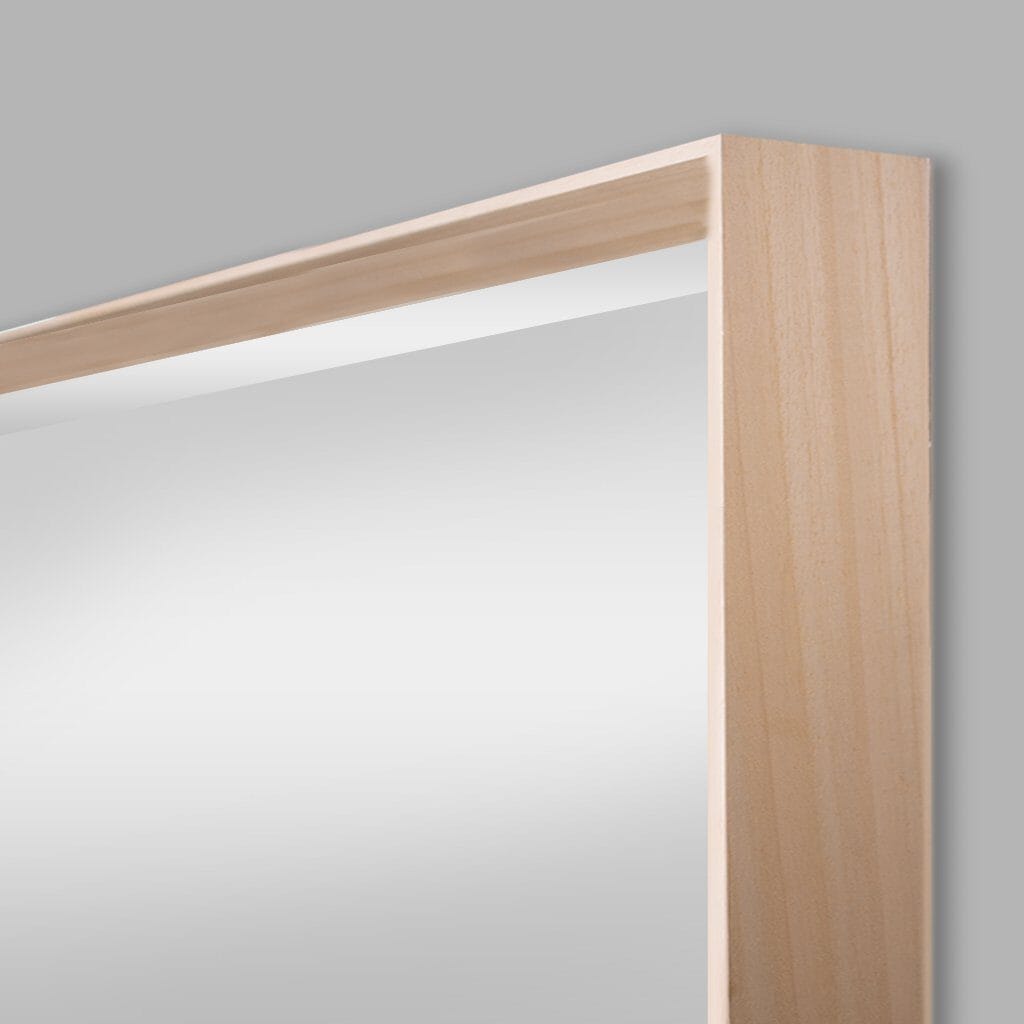 Serena Natural Wood Square Wall Mirror - 543 x 543mm Mirror Leather Gallery Light Brown 543 x 543 mm 