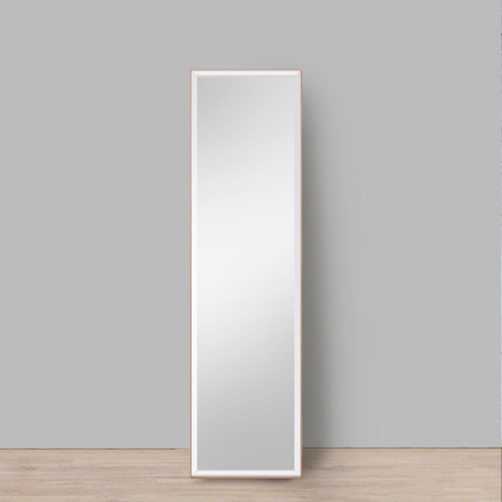 Slater Rose Gold Aluminium Rectangle Mirror - 434 x 1549mm Mirror Leather Gallery Rose Gold Aluminium 432 x 1549 mm 