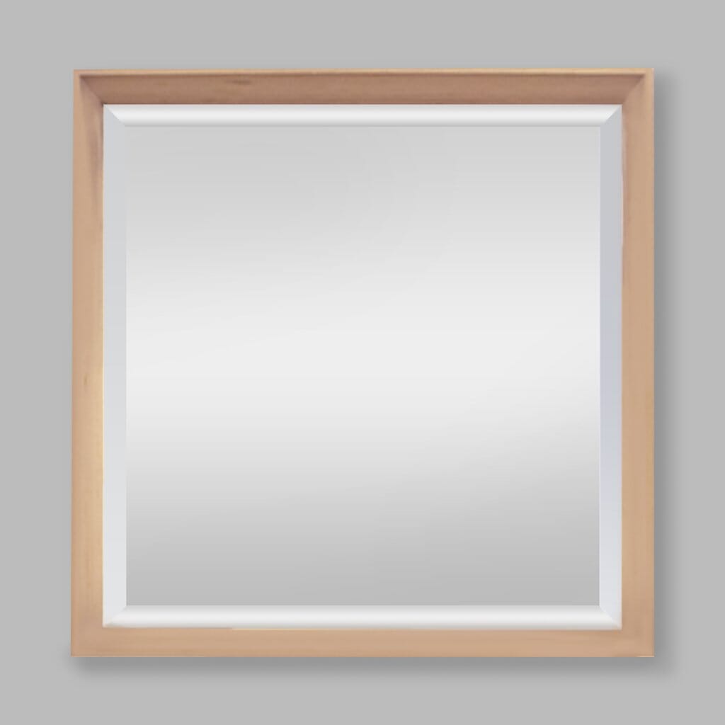 Serena Natural Wood Square Wall Mirror - 543 x 543mm Mirror Leather Gallery Light Brown 543 x 543 mm 