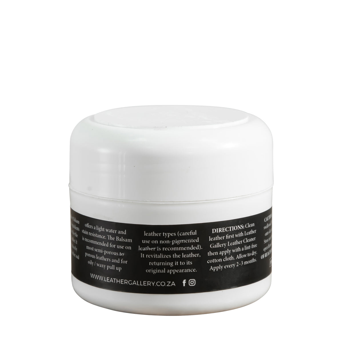 Leather Gallery Balsam for leather care. Revitalises leather couches and furniture, offering light water and stain resistance.