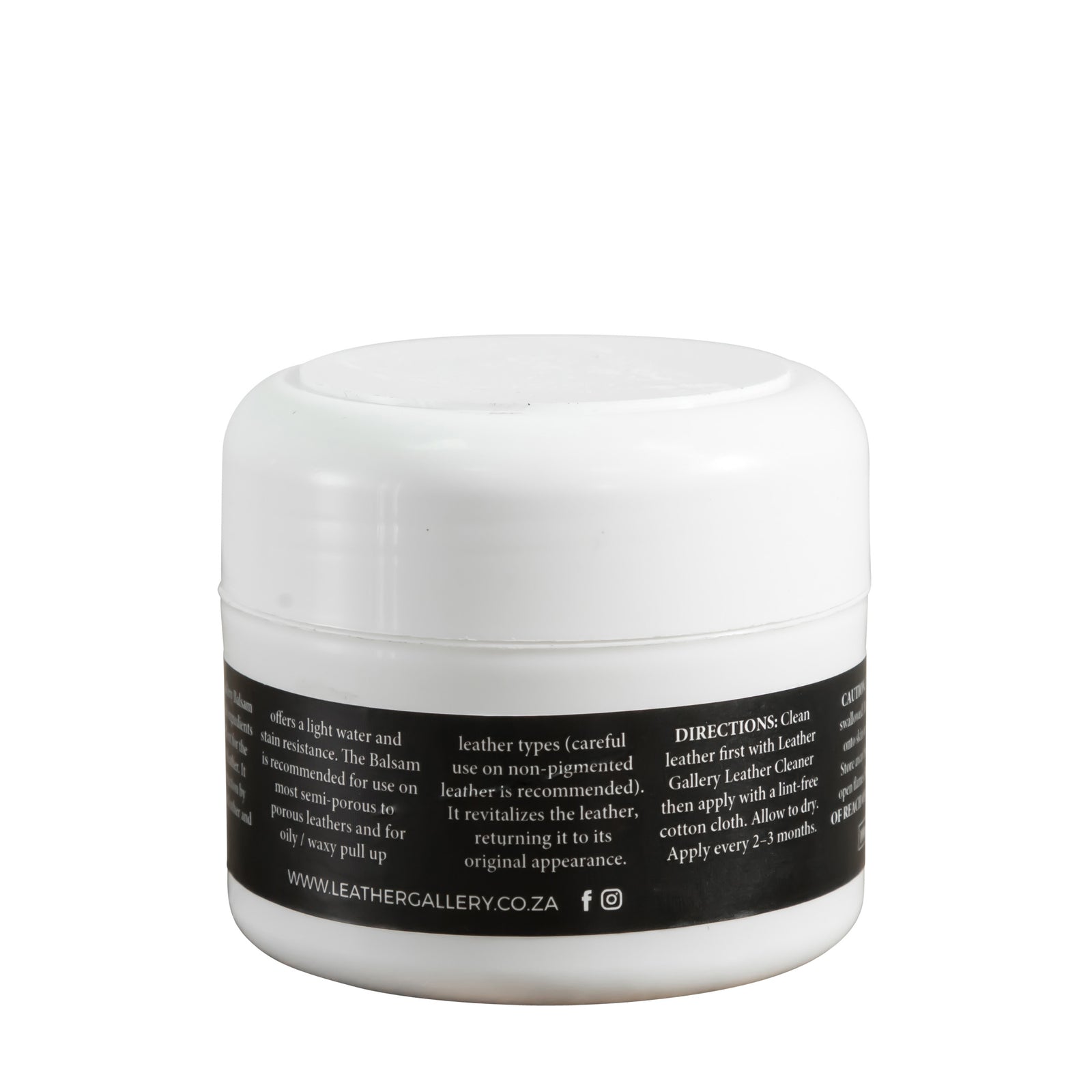 Leather Gallery Balsam for leather care. Revitalises leather couches and furniture, offering light water and stain resistance.