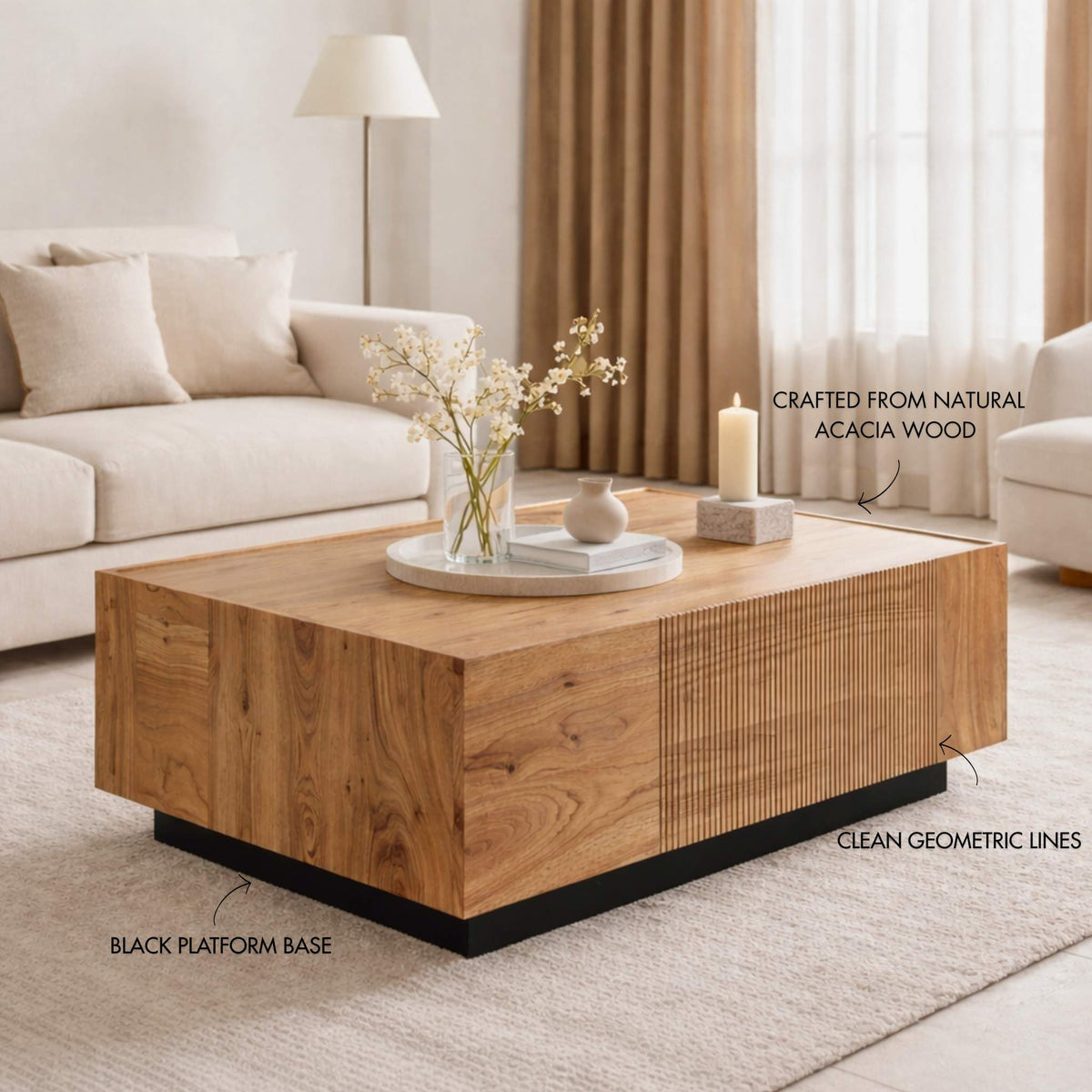 angle view of leather gallery's lazlo coffee table 